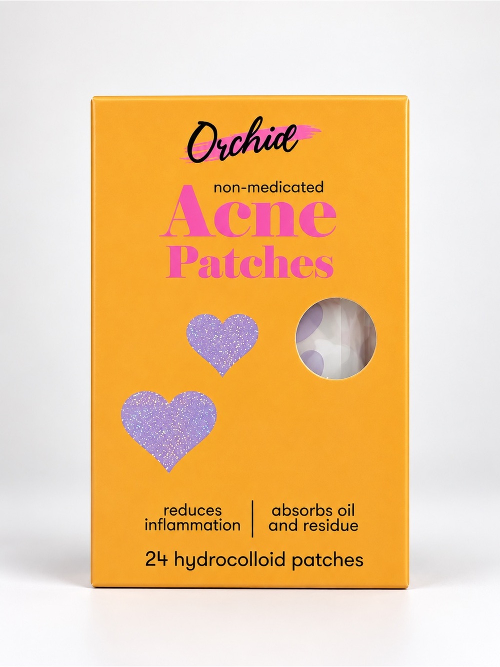 Orchid Acne Patches 24ct Hydrocolloid Purple Glitter Hearts NWT